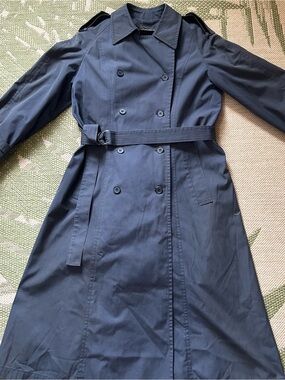 London Fog Vintage Black Double Breasted Fabric Trench Coat   size 6